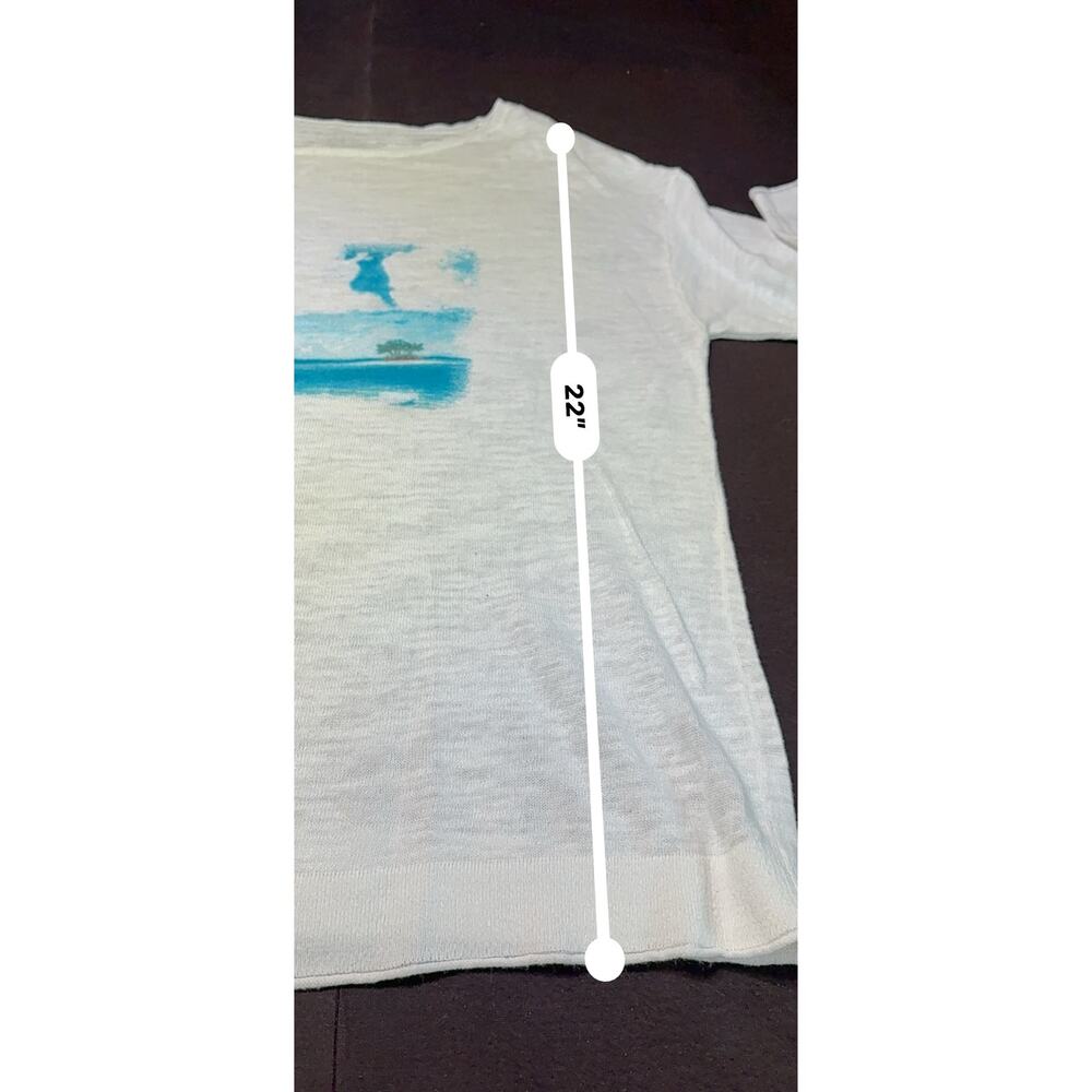 Linen Blend Costal Scene Lightweight 3/4 Length Sleeve Top Size S/M - Picture 4 of 7